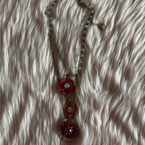 Betsey Johnson Red and Gold Necklace Elegant Jewelry